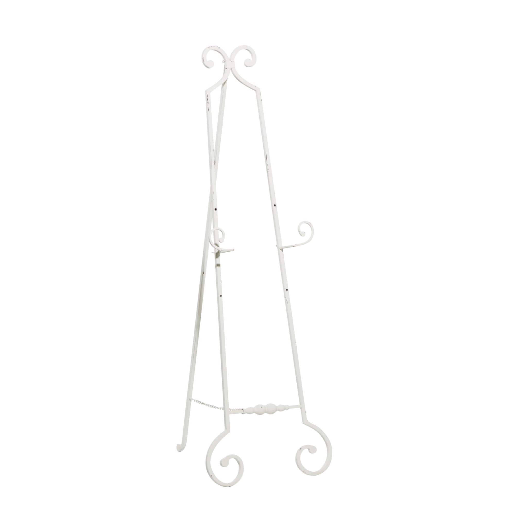 White Metal Country Cottage Easel, 52" x 17" x 22"